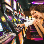 Happiness couple winning at Casino